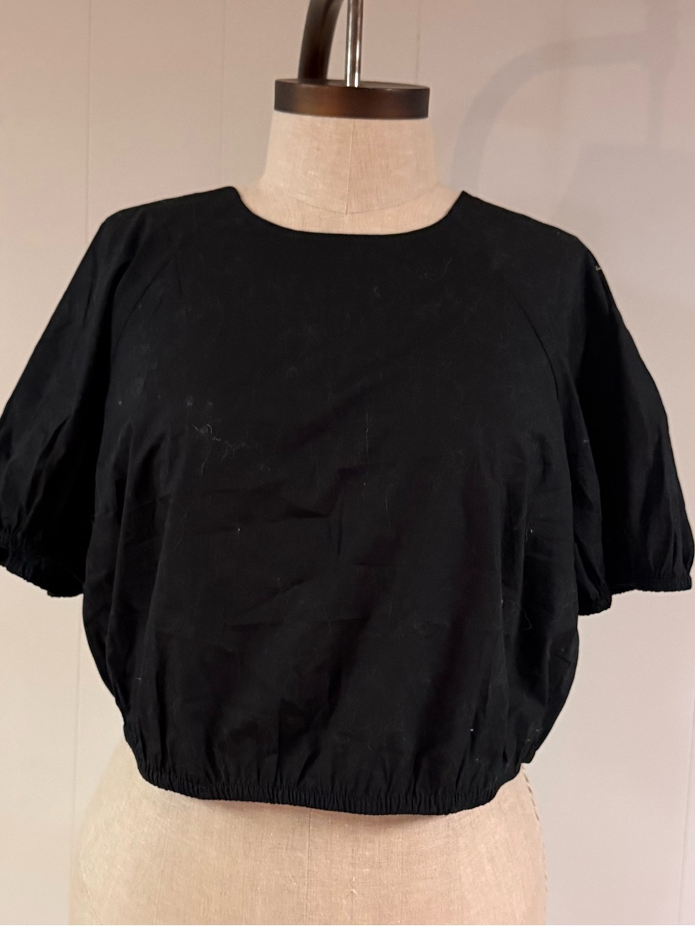 a new day Black Cropped Puff Sleeve Top